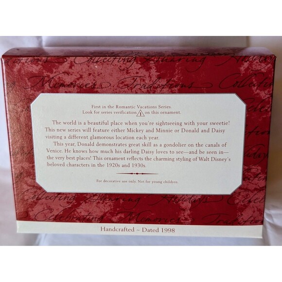 HALLMARK KEEPSAKE VINTAGE ORNAMENTS - DISNEY DONALD & DAISY IN VENICE 1998 - Picture 2 of 6